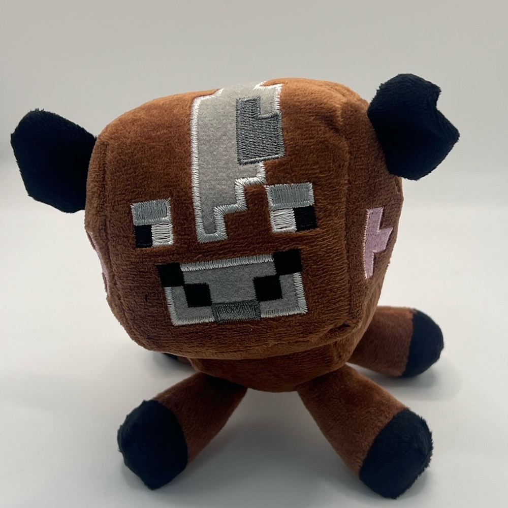 Plush Pixel Cow Stuffed Animal - Brown